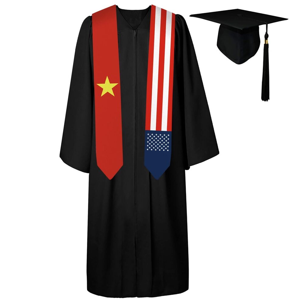 9936 72 Inch Vietnam Flag and USA Flag Graduation Sash Unisex Adults